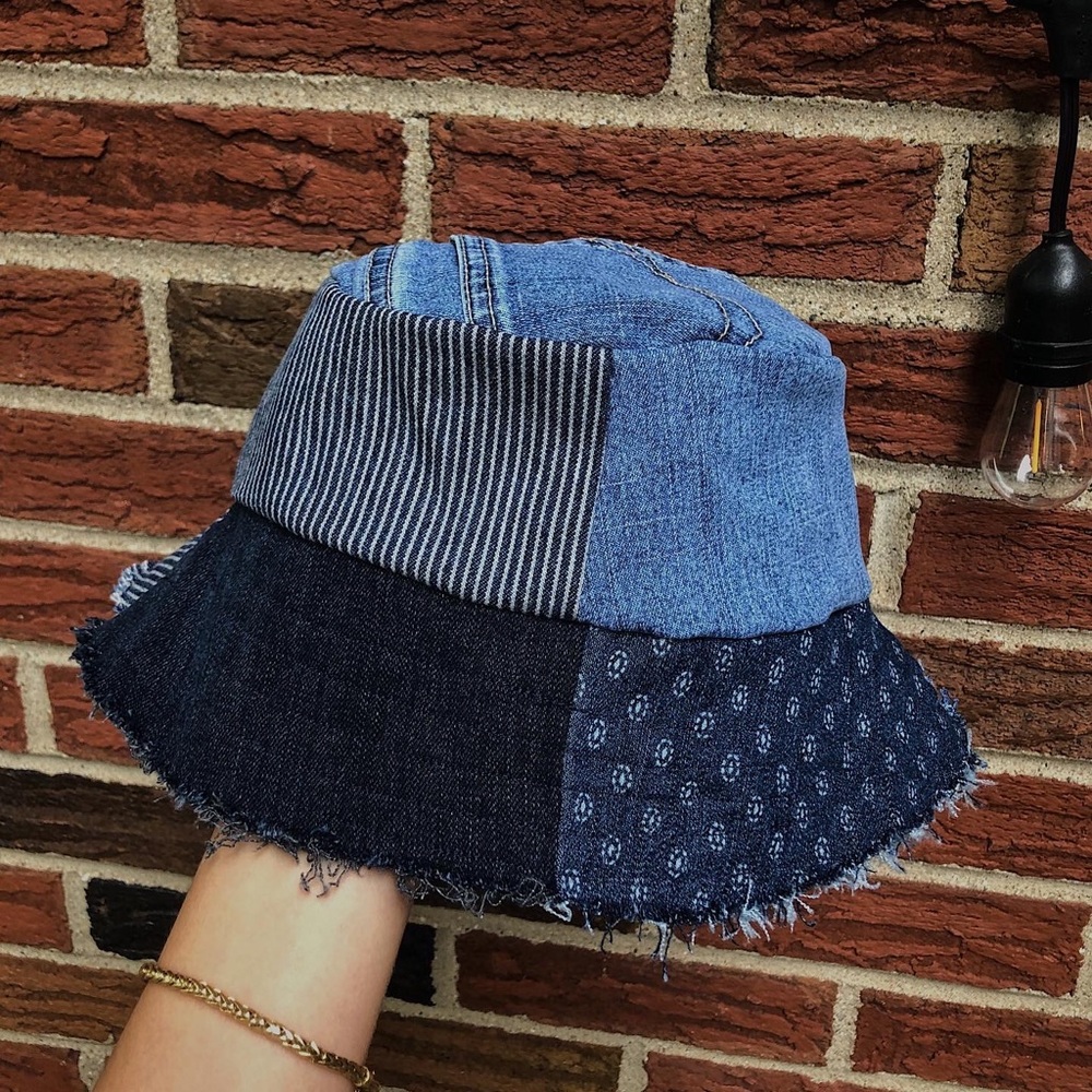 Handmade patchwork denim bucket hat